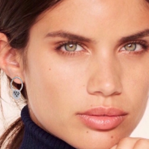 TORY BURCH • Silver Logo Bead Earrings - Picture 2 of 8